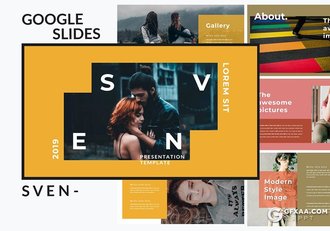 50页彩色时尚潮流模特写真服装秀Google slides模板 - 顶尖PPT