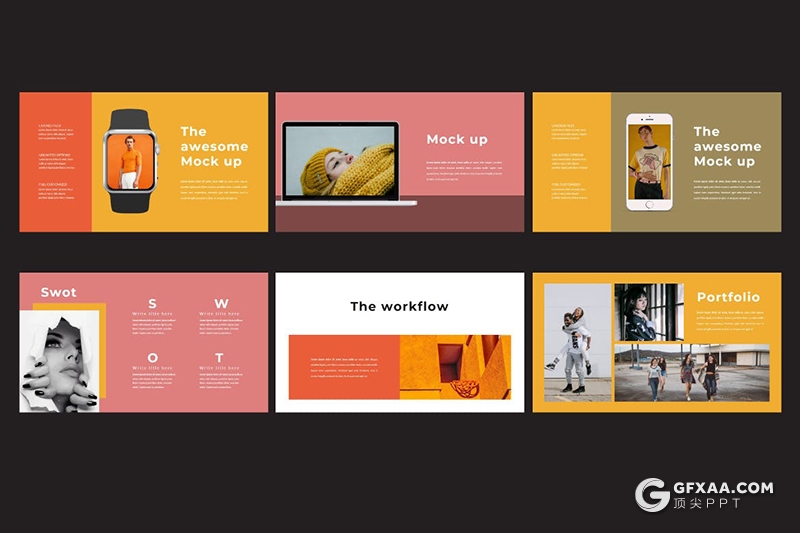 50页彩色时尚潮流模特写真服装秀PPT模板 - 顶尖PPT