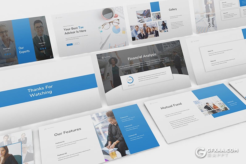 30页蓝色商务企业团队简介商务合作PPT模板 - 顶尖PPT