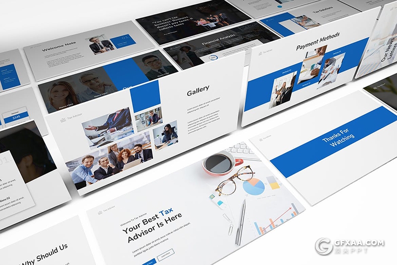 30页蓝色商务企业团队简介商务合作PPT模板 - 顶尖PPT