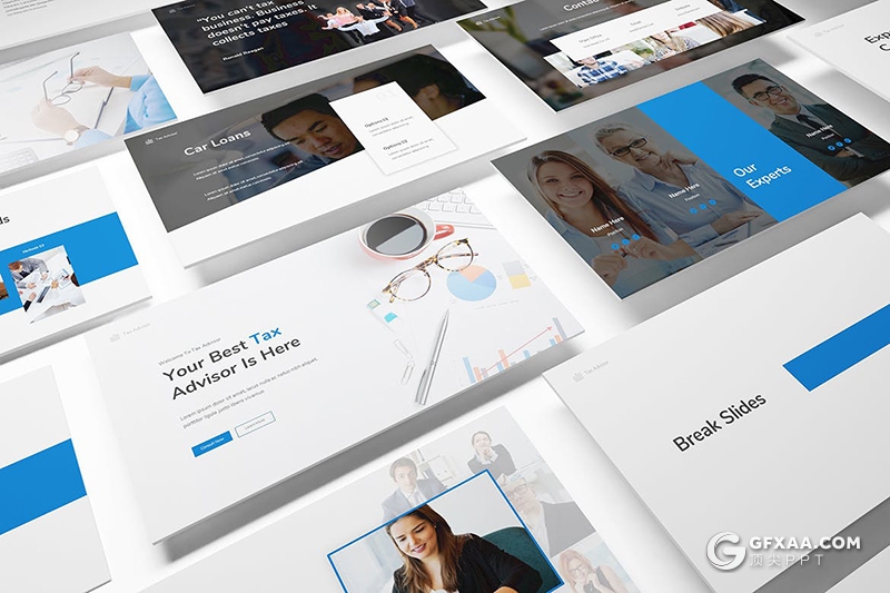 30页蓝色商务企业团队简介商务合作PPT模板 - 顶尖PPT