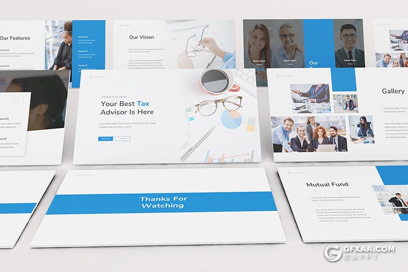 30页蓝色商务企业团队简介商务合作PPT模板 - 顶尖PPT