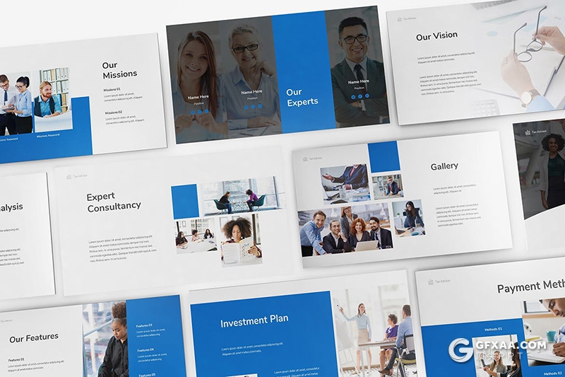 30页蓝色商务企业团队简介商务合作PPT模板 - 顶尖PPT