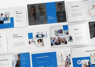 30页蓝色商务企业团队简介商务合作keynote模板 - 顶尖PPT