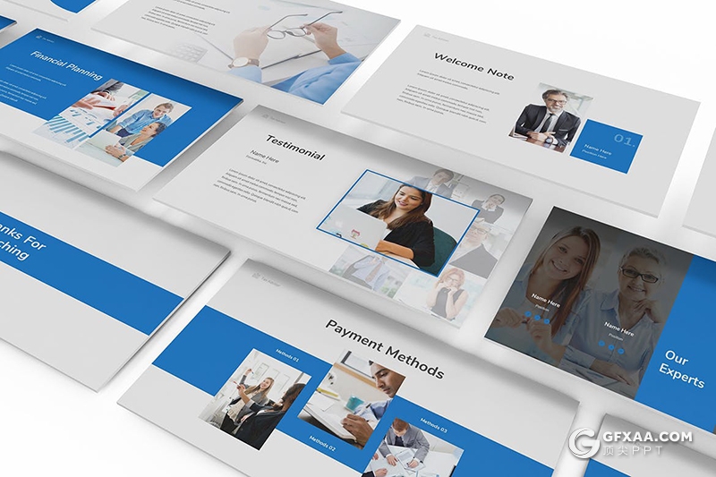 30页蓝色商务企业团队简介商务合作PPT模板 - 顶尖PPT