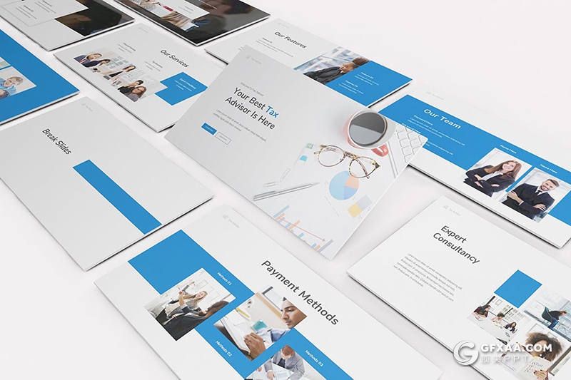 30页蓝色商务企业团队简介商务合作PPT模板 - 顶尖PPT