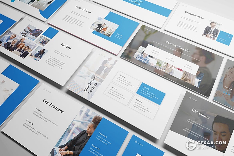 30页蓝色商务企业团队简介商务合作PPT模板 - 顶尖PPT