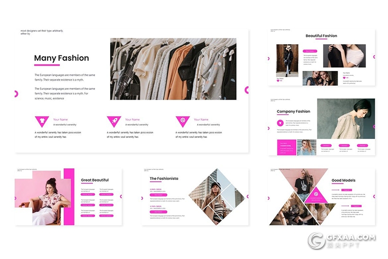 30页时尚服装秀服装行业调研分析Google slides模板5种配色 - 顶尖PPT