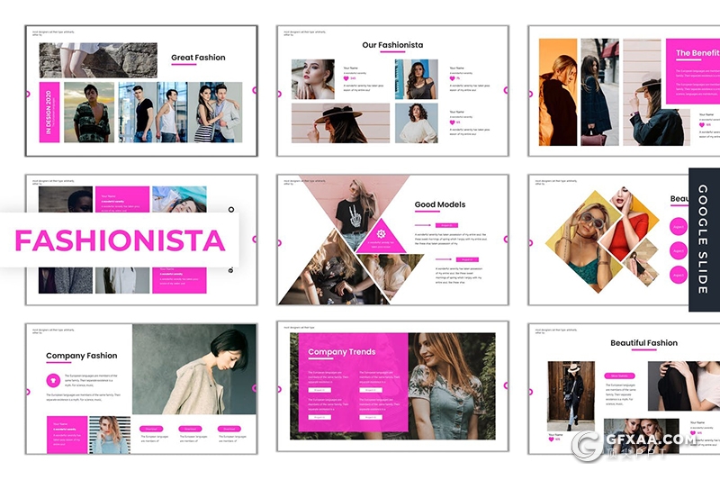 30页时尚服装秀服装行业调研分析Google slides模板5种配色 - 顶尖PPT