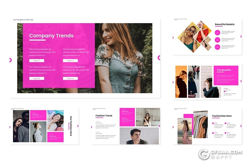 30页时尚服装秀服装行业调研分析Google slides模板5种配色 - 顶尖PPT