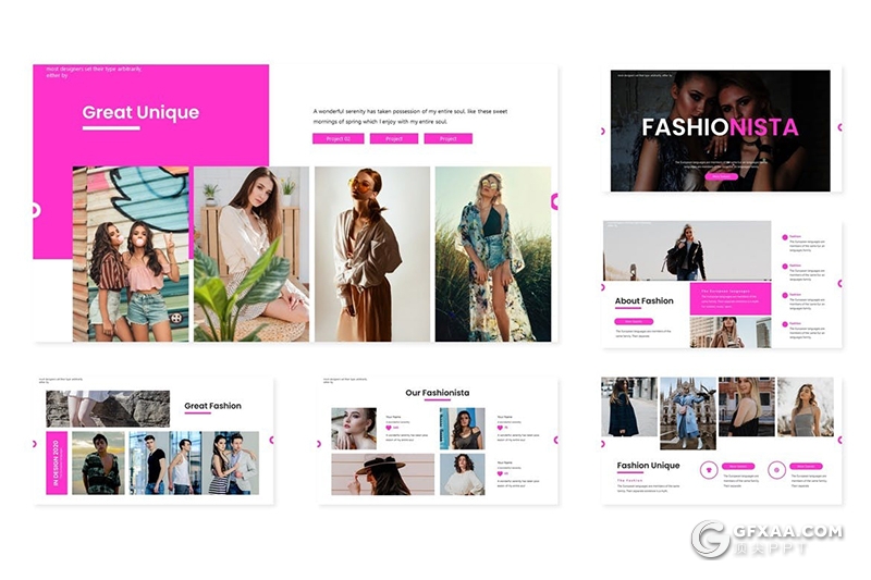 30页时尚服装秀服装行业调研分析Google slides模板5种配色 - 顶尖PPT