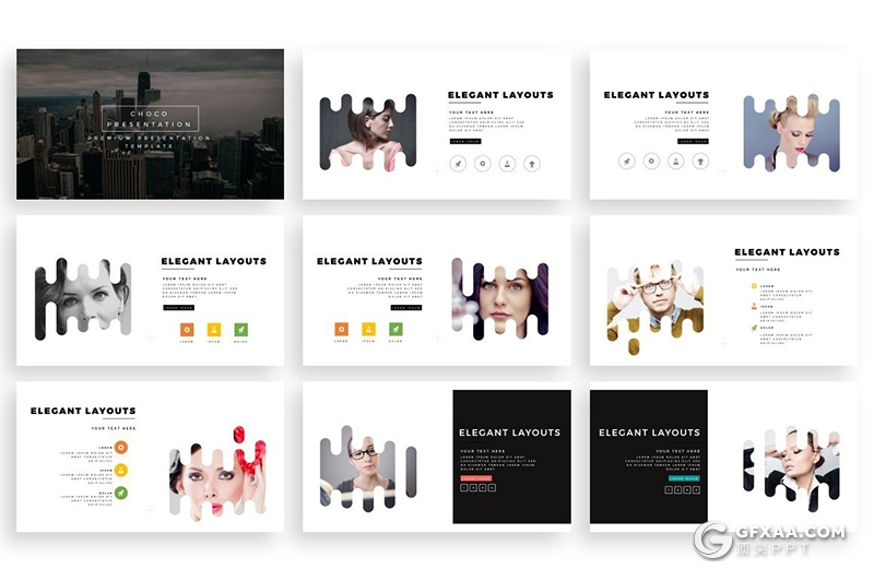 100页创意圆角矩形版式设计女性主题商务风格地图keynote模板 - 顶尖PPT