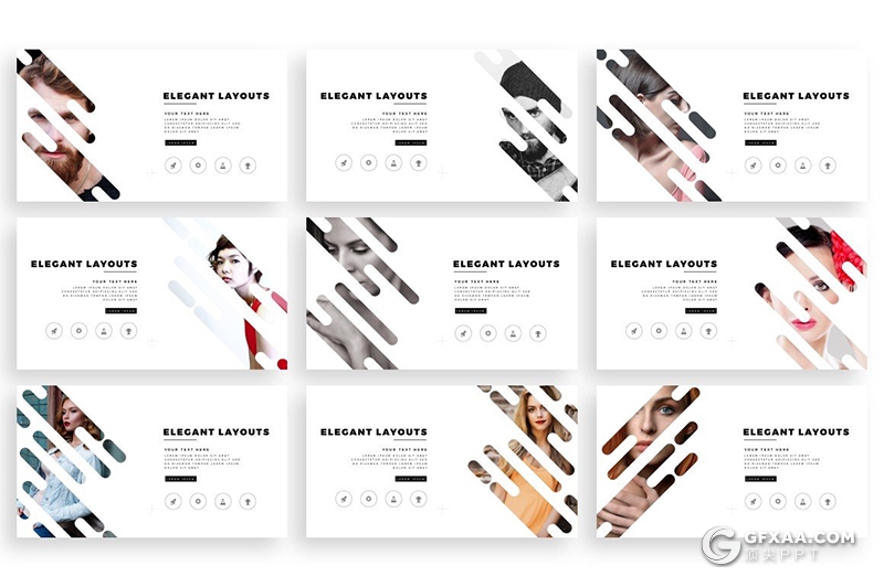 100页创意圆角矩形版式设计女性主题商务风格地图keynote模板 - 顶尖PPT