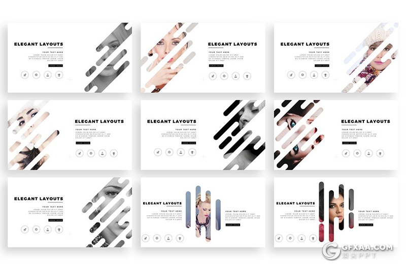 100页创意圆角矩形版式设计女性主题商务风格地图keynote模板 - 顶尖PPT