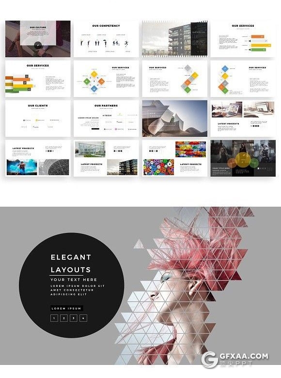100页菱形组合设计商务数据图表团队介绍图片展示keynote模板 - 顶尖PPT