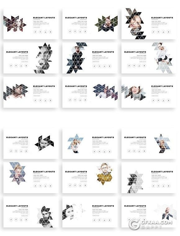 100页菱形组合设计商务数据图表团队介绍图片展示keynote模板 - 顶尖PPT