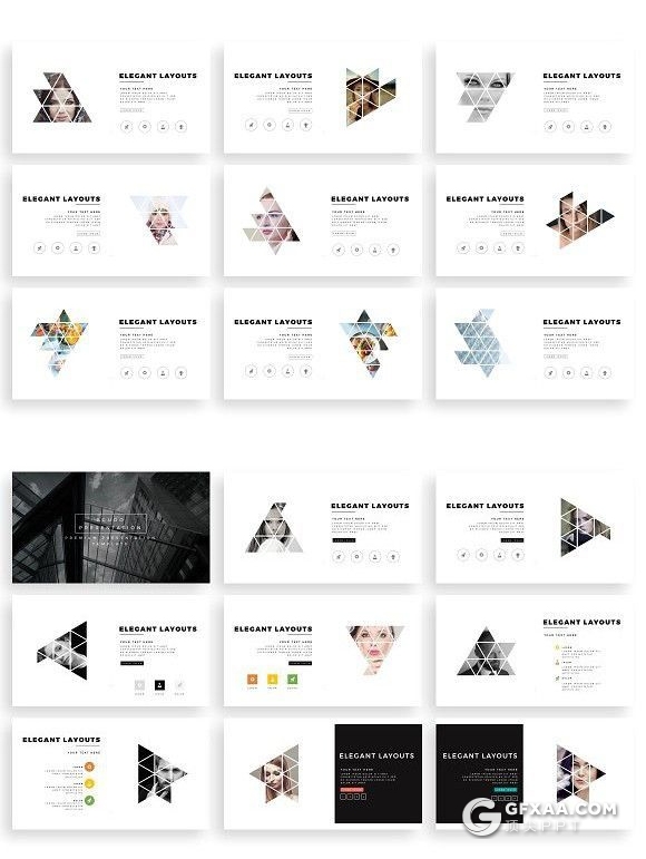 100页菱形组合设计商务数据图表团队介绍图片展示keynote模板 - 顶尖PPT