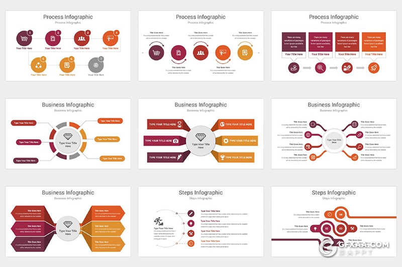 191页国外商务风格企业团队简介发展历程项目合作多用途PPT模板10种配色 - 顶尖PPT