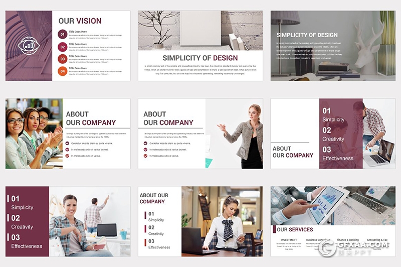 191页国外商务风格企业团队简介发展历程项目合作多用途PPT模板10种配色 - 顶尖PPT