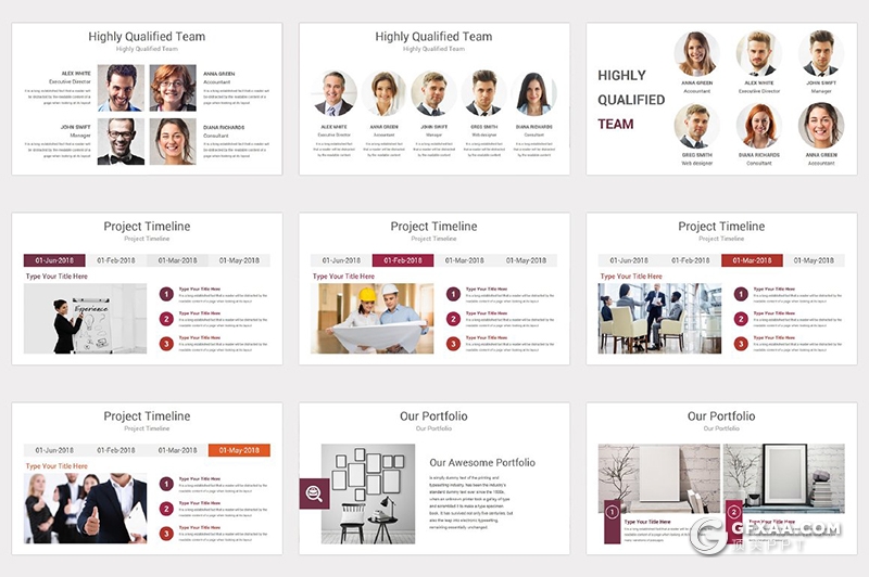 191页国外商务风格企业团队简介发展历程项目合作多用途PPT模板10种配色 - 顶尖PPT