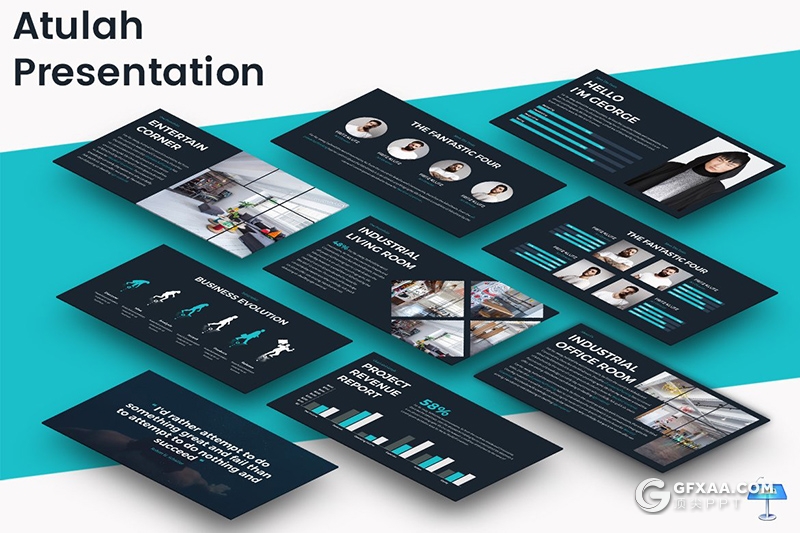 30页扁平化业务团队介绍展示keynote模板10种配色 - 顶尖PPT