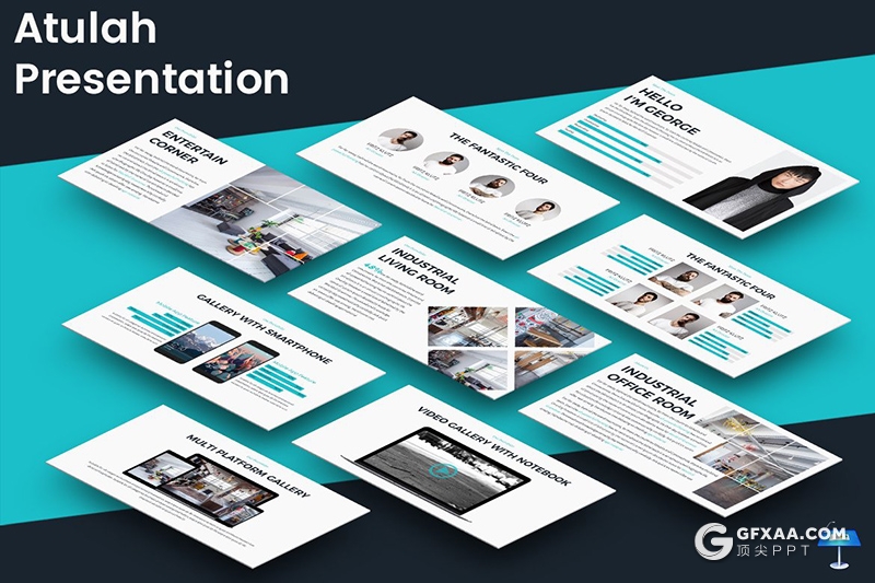 30页扁平化业务团队介绍展示keynote模板10种配色 - 顶尖PPT