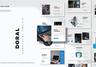 30页国外扁平化企业团队简介Google slides模板5种主题配色 - 顶尖PPT