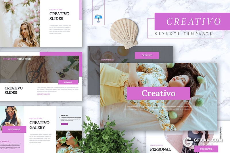 30页简约女性主题keynote模板5种配色 - 顶尖PPT