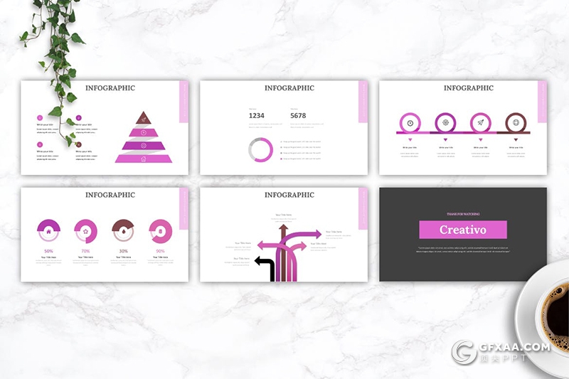 30页简约女性主题PPT模板5种配色 - 顶尖PPT