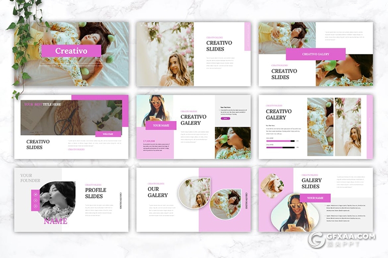 30页简约女性主题PPT模板5种配色 - 顶尖PPT