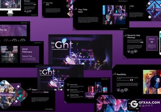 58页潮流时尚夜光模特摄影主题PPT模板 - 顶尖PPT