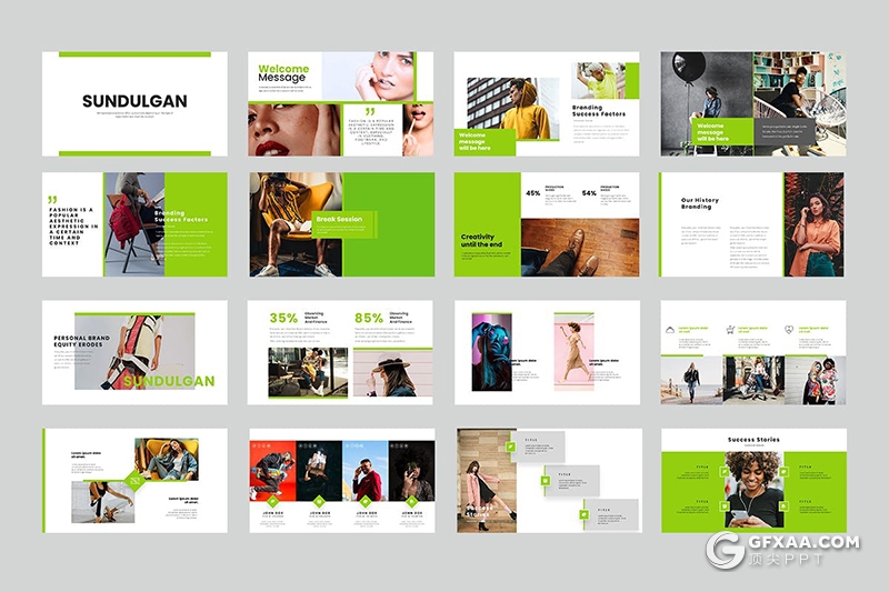 30页扁平化时尚女性主题keynote模板3种配色 - 顶尖PPT