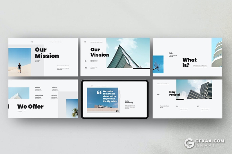 30页极简唯美风格企业图片项目展示PPT模板 - 顶尖PPT