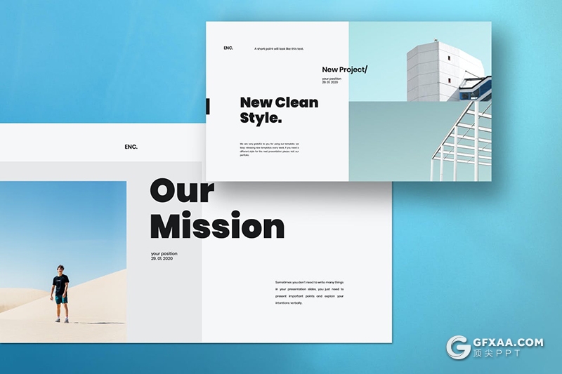 30页极简唯美风格企业图片项目展示PPT模板 - 顶尖PPT