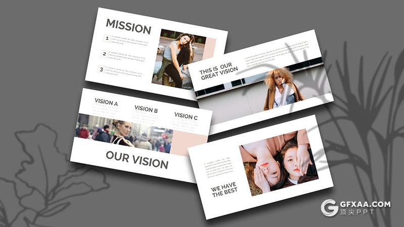 30页简约时尚模特服装展示风格PPT模板 - 顶尖PPT