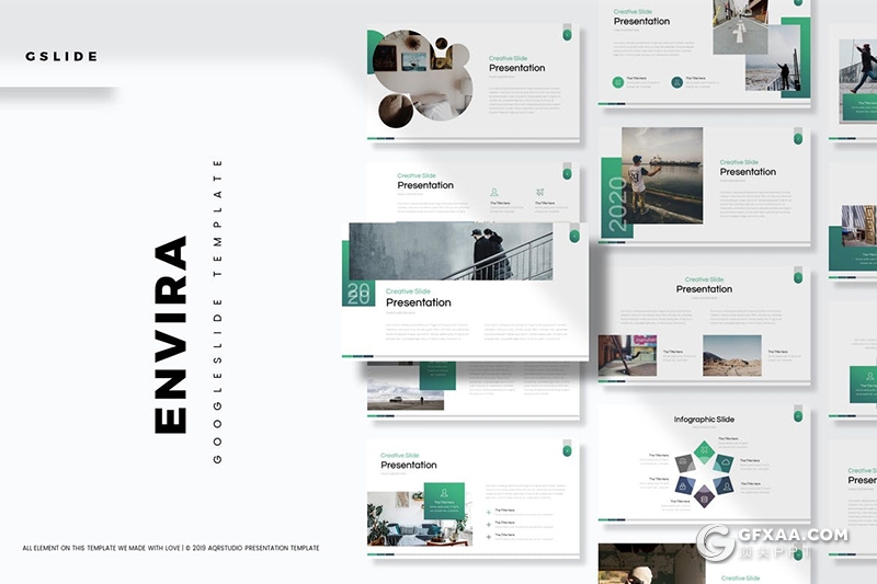 30页绿色渐变简约商务国外Google slides模板5种配色 - 顶尖PPT