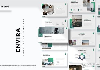 30页绿色渐变简约商务国外Google slides模板5种配色 - 顶尖PPT