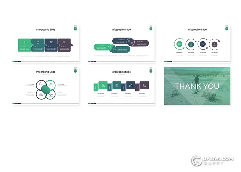 30页绿色渐变简约商务国外keynote模板5种配色 - 顶尖PPT