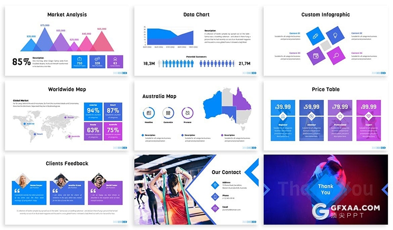 30页街舞时尚舞蹈宣传展示keynote模板5种主题配色 - 顶尖PPT