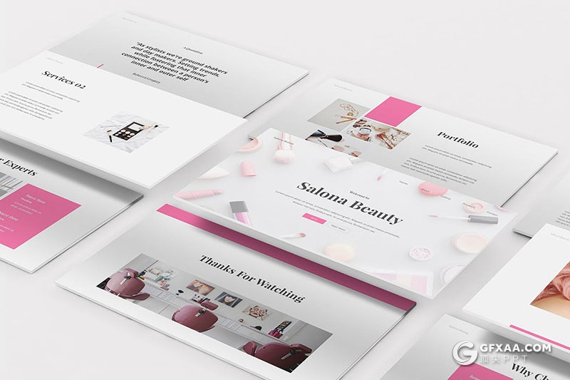 30页粉色女性美容美妆行业主题PPT模板 - 顶尖PPT