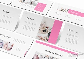 30页粉色女性美容美妆行业主题keynote模板 - 顶尖PPT