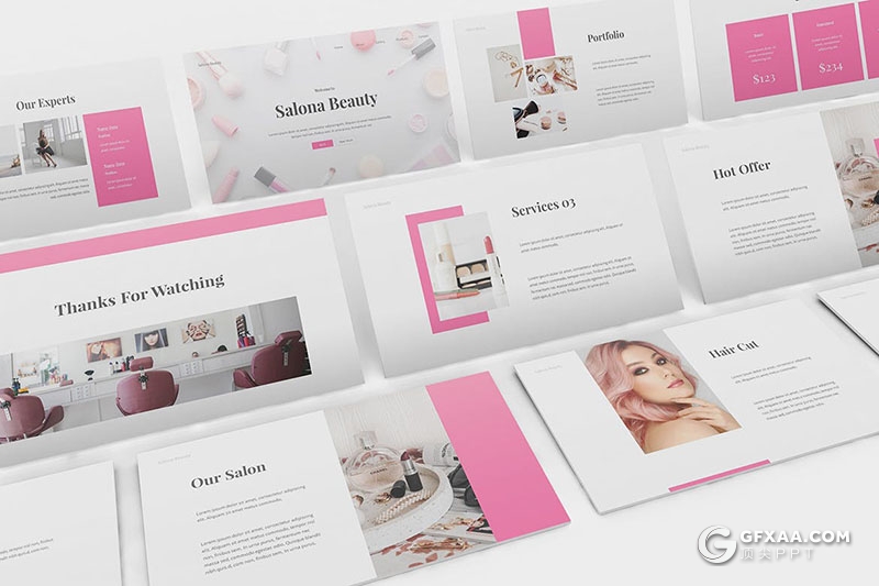 30页粉色女性美容美妆行业主题PPT模板 - 顶尖PPT