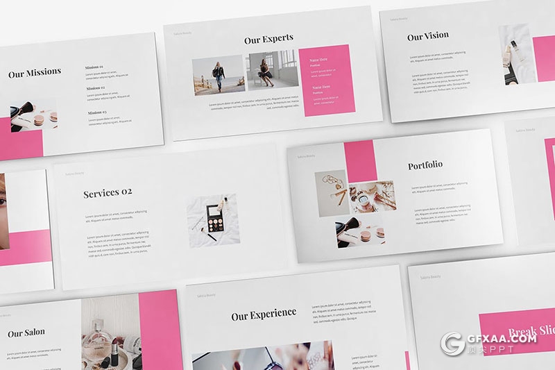 30页粉色女性美容美妆行业主题PPT模板 - 顶尖PPT