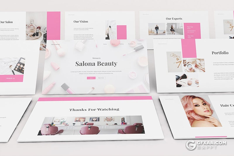 30页粉色女性美容美妆行业主题PPT模板 - 顶尖PPT