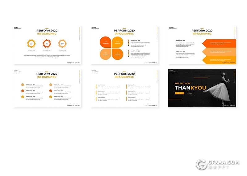 30页5种配色时尚芭蕾舞蹈宣传展示Google slides模板 - 顶尖PPT