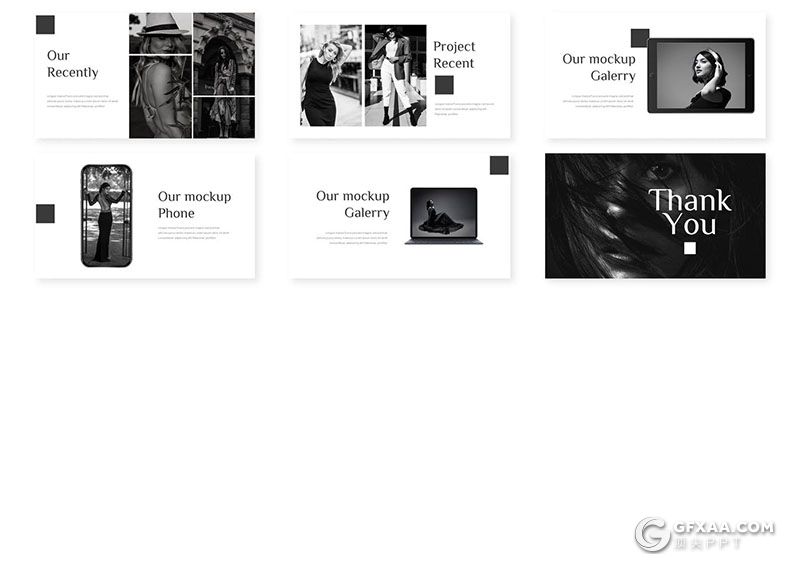 30页黑色时尚服装秀女性主题Google slides模板 - 顶尖PPT