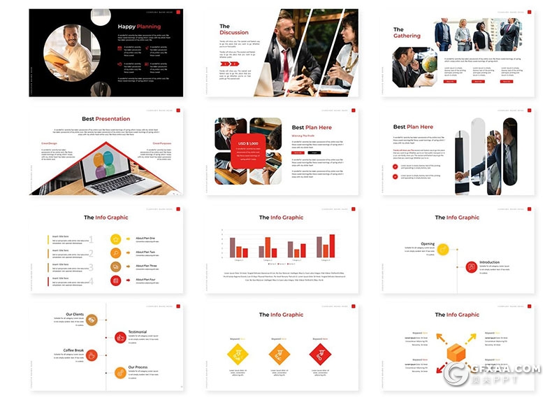 30页商务风格企业简介项目合作业务洽谈工作汇报keynote模板5种配色 - 顶尖PPT