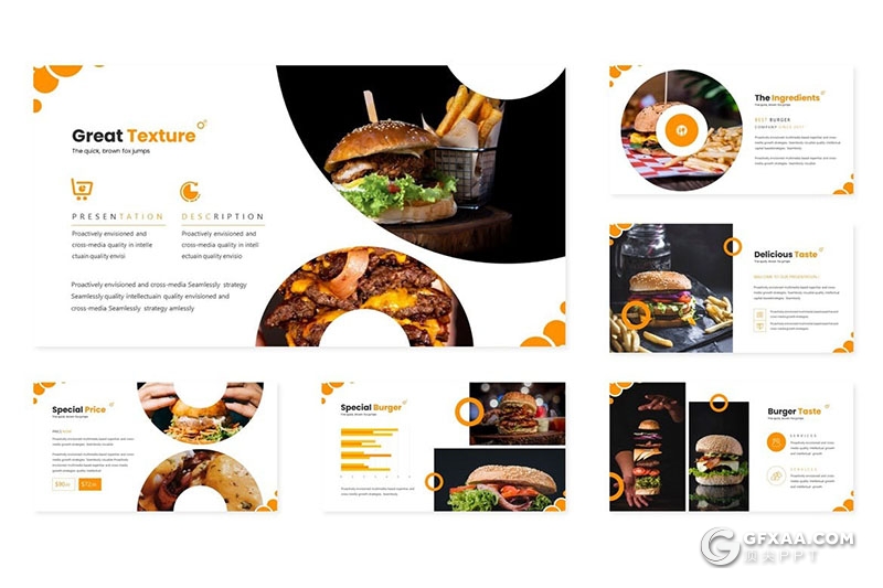 30页欧美创意美食宣传促销快餐汉堡加盟keynote模板5种配色 - 顶尖PPT