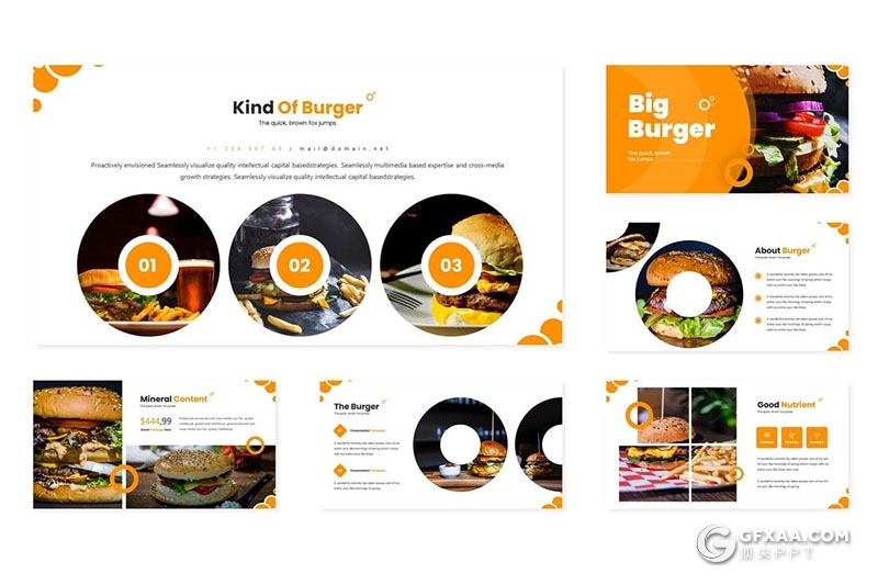 30页欧美创意美食宣传促销快餐汉堡加盟keynote模板5种配色 - 顶尖PPT