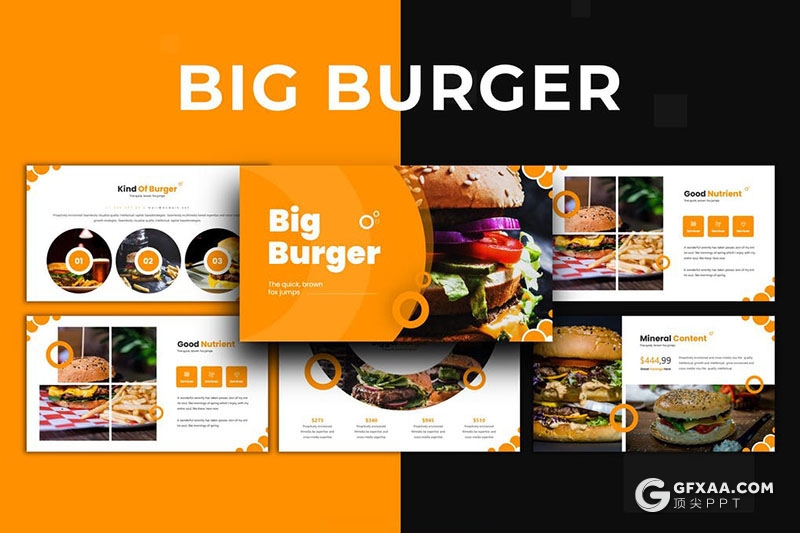 30页欧美创意美食宣传促销快餐汉堡加盟keynote模板5种配色 - 顶尖PPT